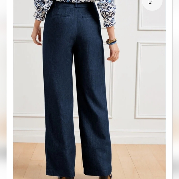 Talbots Weston Wide-leg High Waisted Pants Size 12 Blue Lyocel Cotton Old Money - Picture 4 of 13